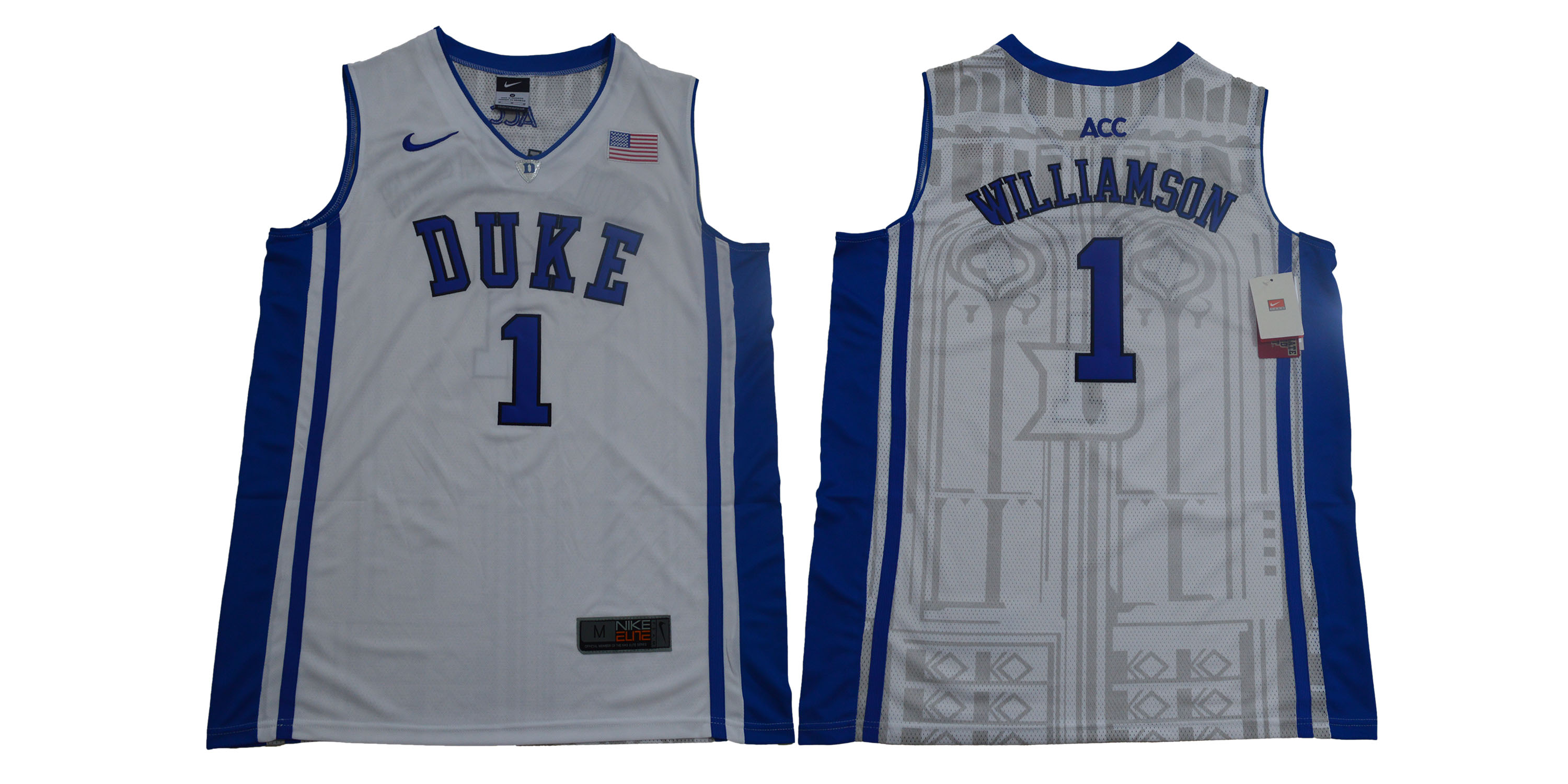 Men Duke Blue Devils 1 Zion Williamson White Nike Limited Stitched NCAA Jersey